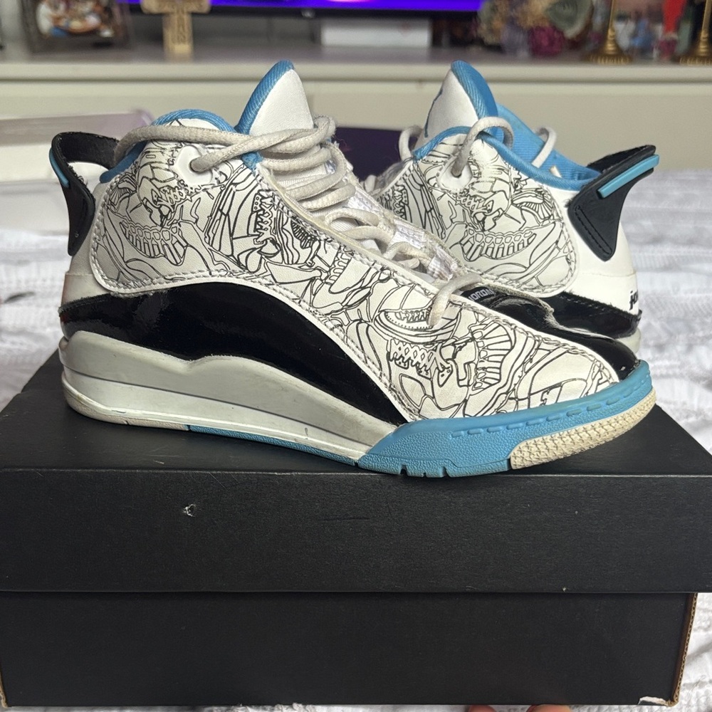 Jordan Kids Sneakers - White, Black, and Blue